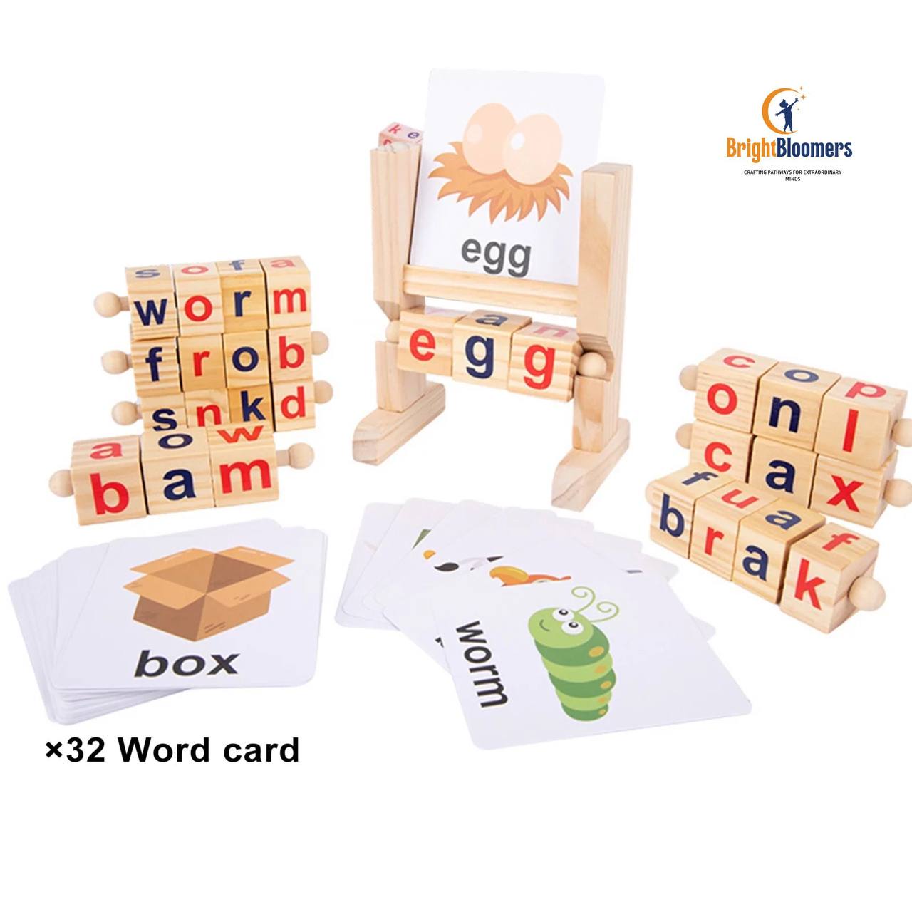 Children Educational Toys Wooden Alphabet Blocks Rotating Eco-Friendly Natural Safe Long Lifespan Educational Spelling Toy for Kids Language Learning