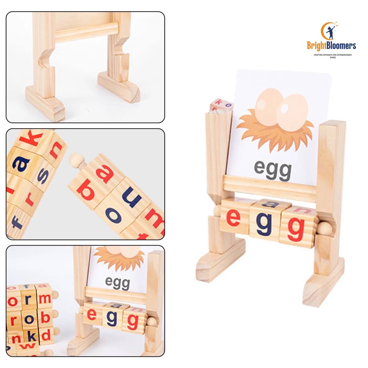 Children Educational Toys Wooden Alphabet Blocks Rotating Eco-Friendly Natural Safe Long Lifespan Educational Spelling Toy for Kids Language Learning