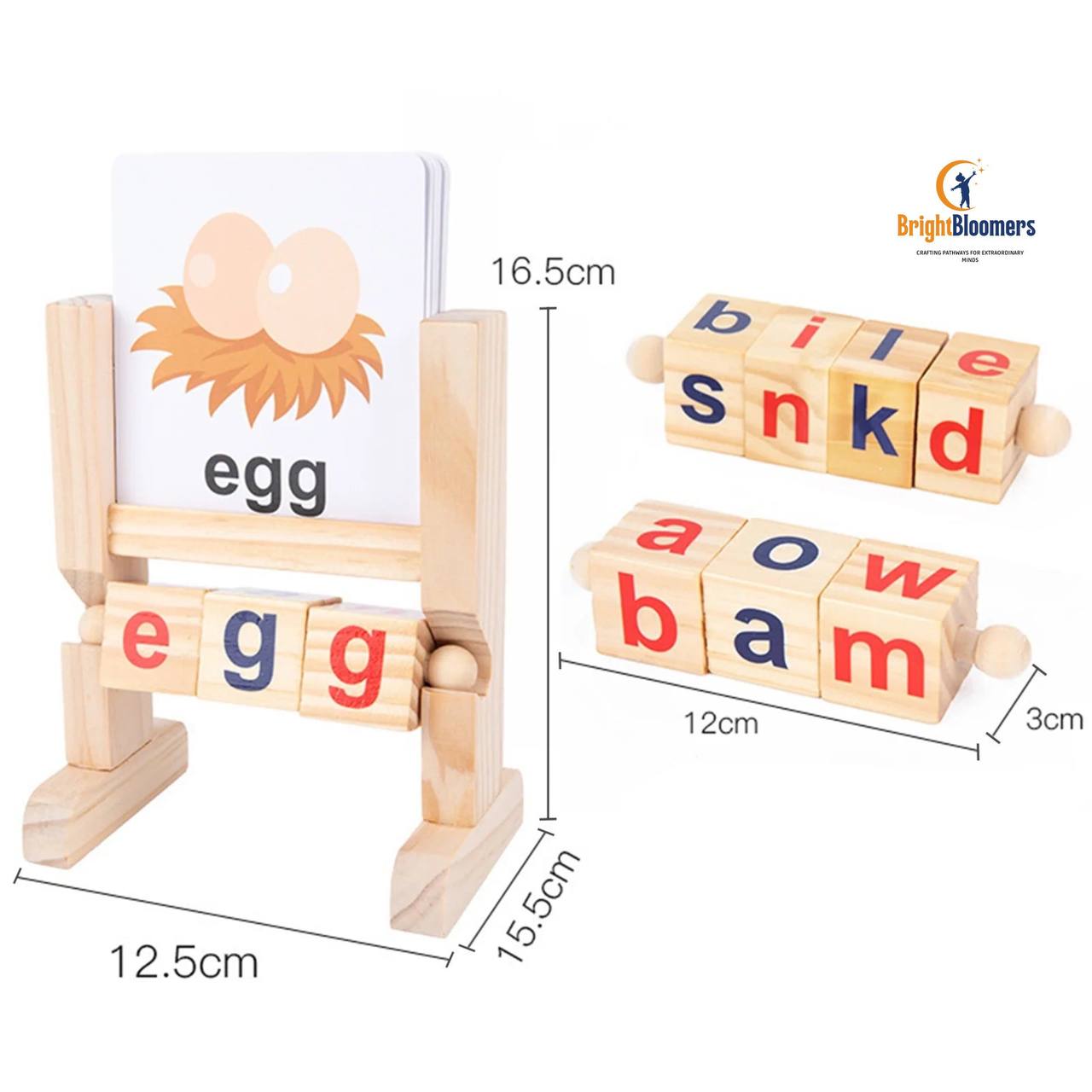 Children Educational Toys Wooden Alphabet Blocks Rotating Eco-Friendly Natural Safe Long Lifespan Educational Spelling Toy for Kids Language Learning