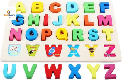 Wooden Puzzles for Toddlers, Wooden Alphabet Number Shape Puzzles Toddler Learning Puzzle Toys for Kids, 3 in 1 Puzzle for Toddlers, Age 3+ (Set of 3)