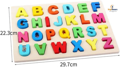 Wooden Puzzles for Toddlers, Wooden Alphabet Number Shape Puzzles Toddler Learning Puzzle Toys for Kids, 3 in 1 Puzzle for Toddlers, Age 3+ (Set of 3)