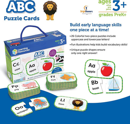 ABC Puzzle Cards, Kindergarten Readiness, Self Correcting Puzzles, Alphabet Learning Games, Puzzles for Toddlers, Ages 3+