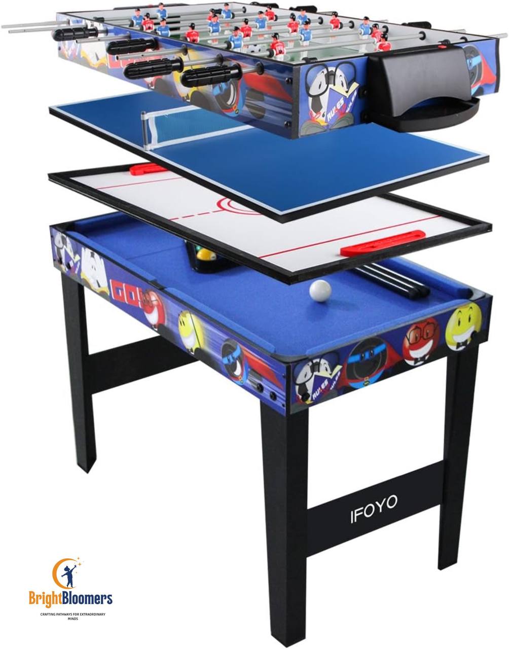 Multi Function Combo Game Table, Steady 4 in 1 Pool Table for Kids, Hockey Table, Soccer Football Table, Table Tennis Table,Ideal for Kids, 31.5 Inches