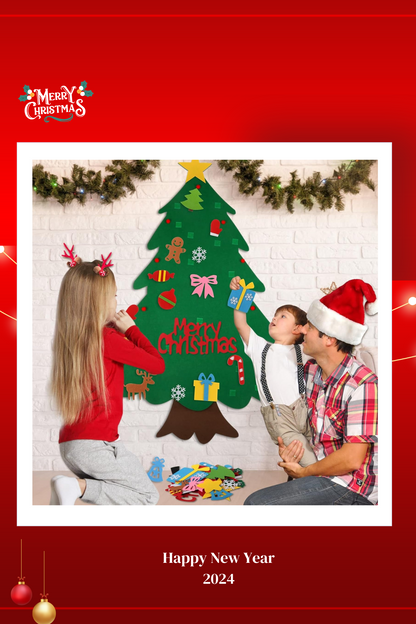 Festive Christmas Tree Wall Hanging with Detachable Ornaments